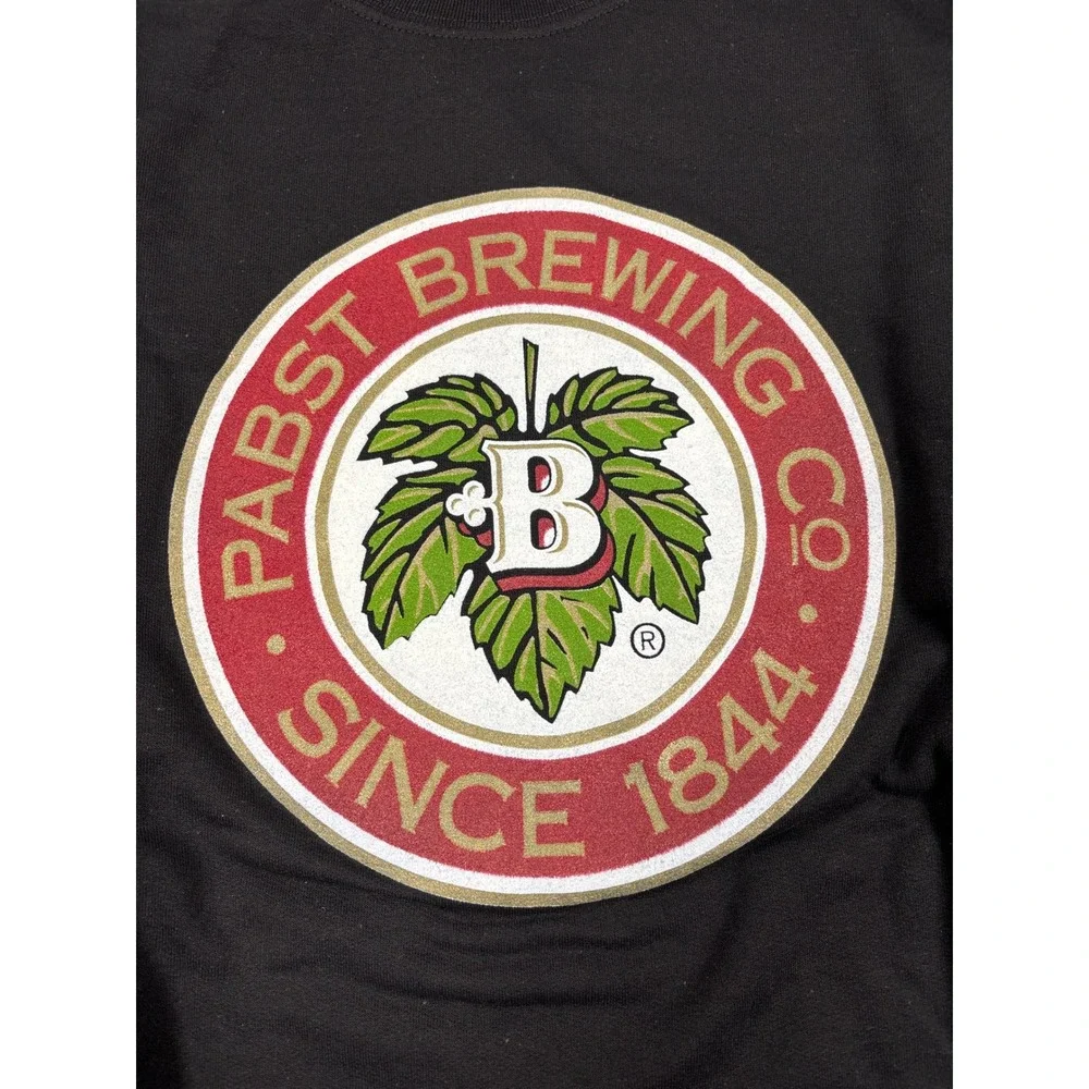 Pabst Brewing Co Sweatshirt XL Black Gildan Beer Logo Crewneck
